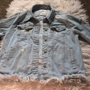 Distressed jean jacket